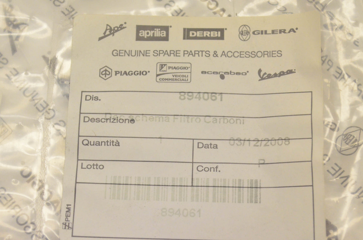 Aprilia 894061 Hose Routing Diagram Decal NOS