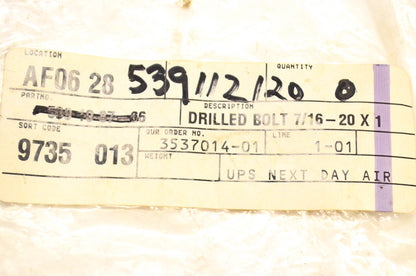 New OEM Husqvarna 539112120, 539 11 21-20 Drilled Bolt NOS