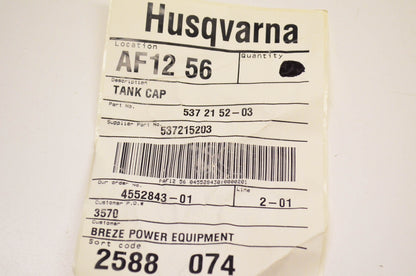 New OEM Husqvarna 537215203, 537 21 52-03 Fuel Cap NOS