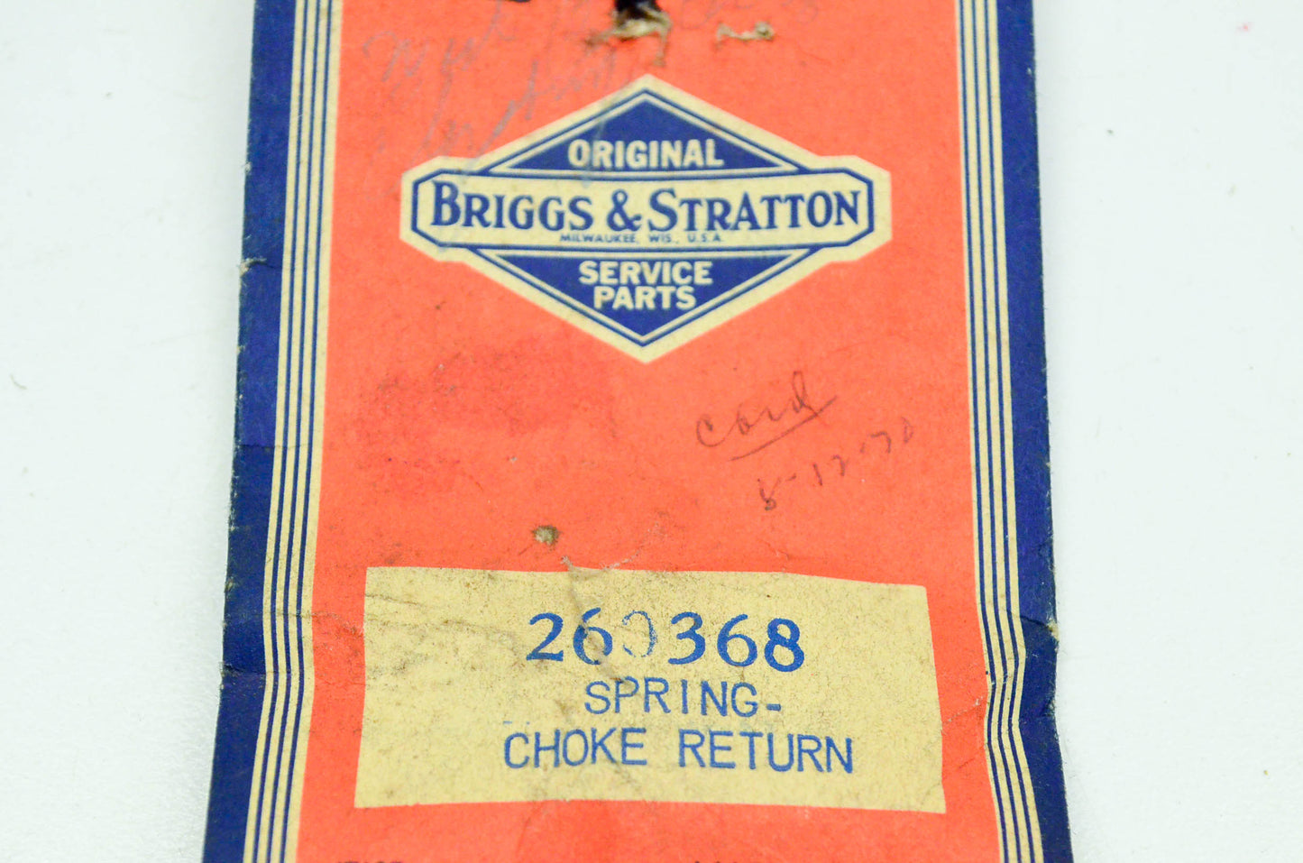 New OEM Briggs & Stratton 260368 Choke Return Spring NOS