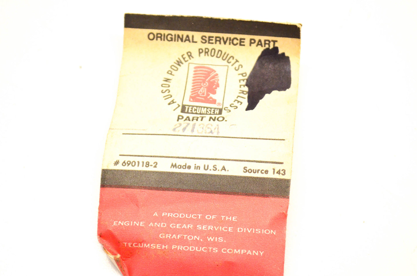 Tecumseh 27136A Bowl Drain Assembly NOS