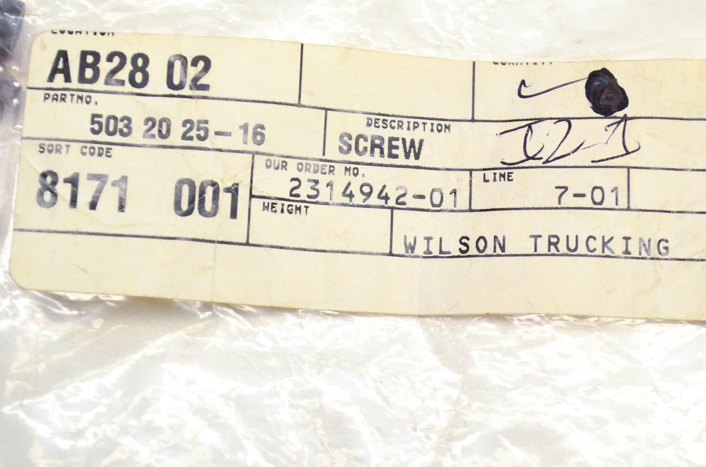 New OEM Husqvarna 503202516, 503 20 25-16 Screw NOS