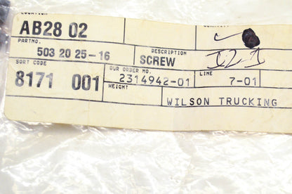 New OEM Husqvarna 503202516, 503 20 25-16 Screw NOS