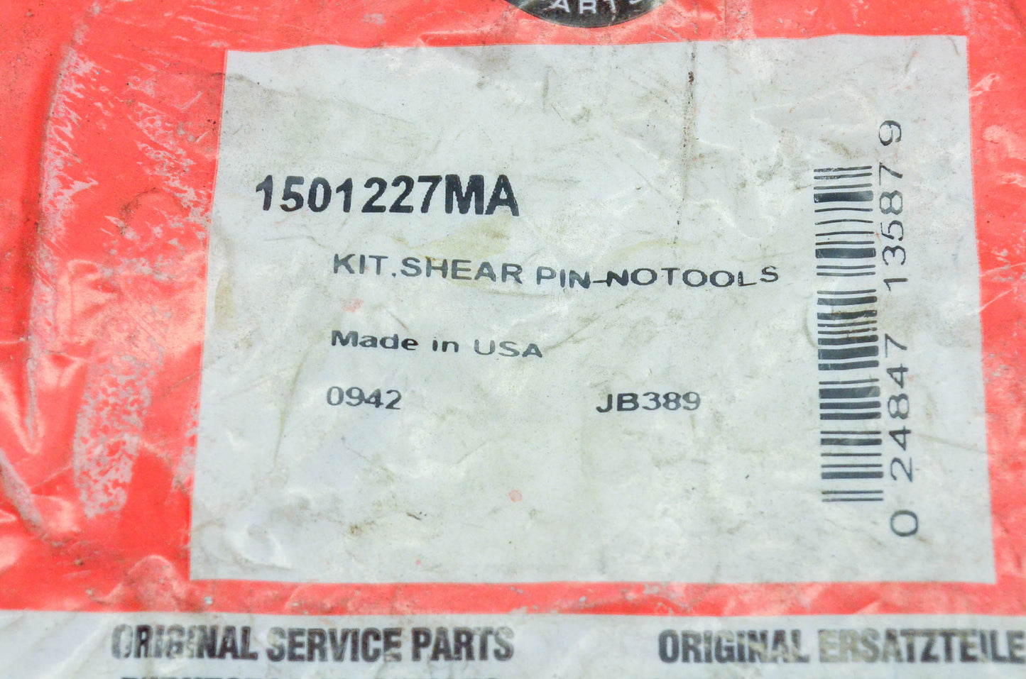 New OEM Briggs & Stratton 1501227MA No Tool Shear Pins Qty 2 NOS