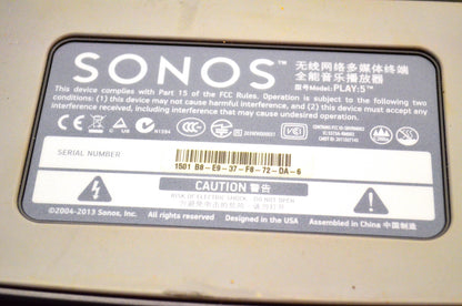 SONOS Play:5 Play:5 Wireless Smart Speaker, as is for parts, not working.