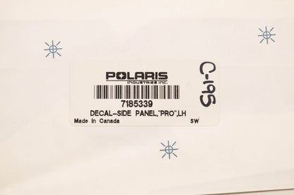 New OEM Polaris 7185339 Left Side Panel Pro Decal NOS