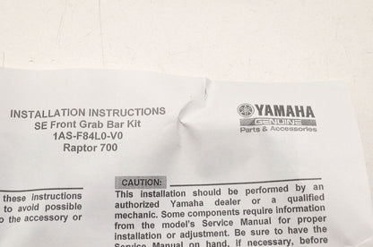 New OEM Yamaha 1AS-F84L0-V1-00 Front Grab Bar Kit NOS