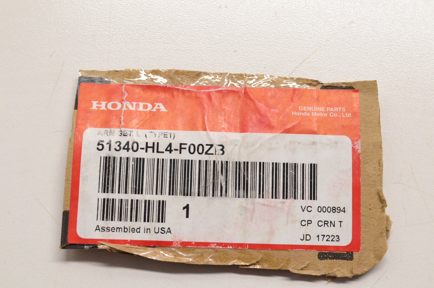 New OEM Honda 51340-HL4-F00ZB Left Arm Set NOS