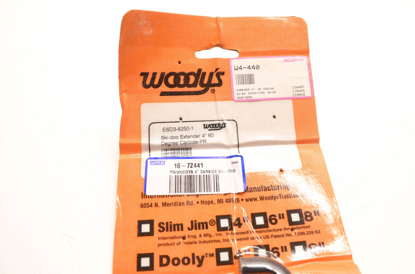 Woody's ESD3-8250-1, 16-72441 Ski-doo Extender 4" Carbide Kit NOS