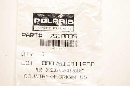 New OEM Polaris 7518835 Plug Hex Socket NOS