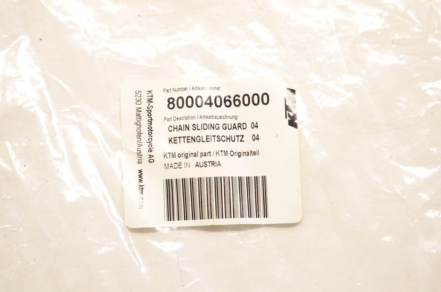New OEM KTM 80004066000 Chain Sliding Guard NOS