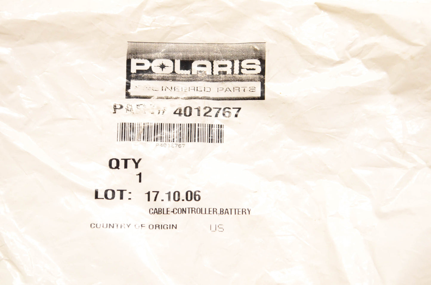 New OEM Polaris 4012767 Cable Controller Battery NOS