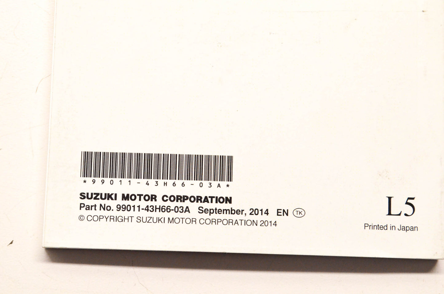 New OEM Suzuki 99011-43H66-03A VL800/T Owner's Manual NOS
