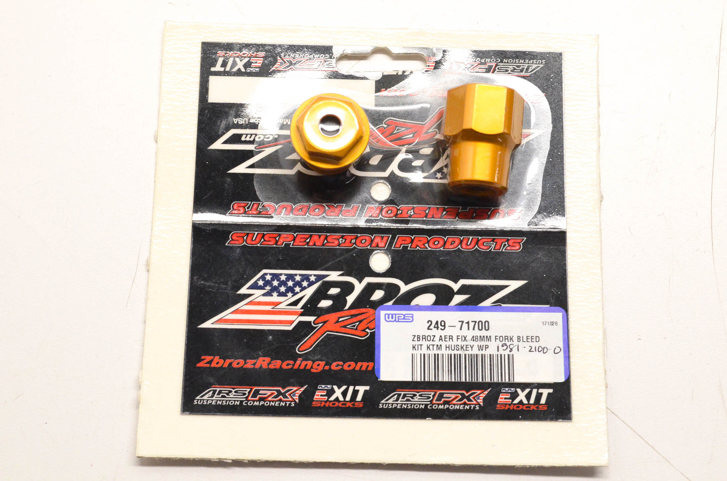 Zbroz Racing 1581-2100-0, 249-71700 48mm Fork Bleed Kit NOS