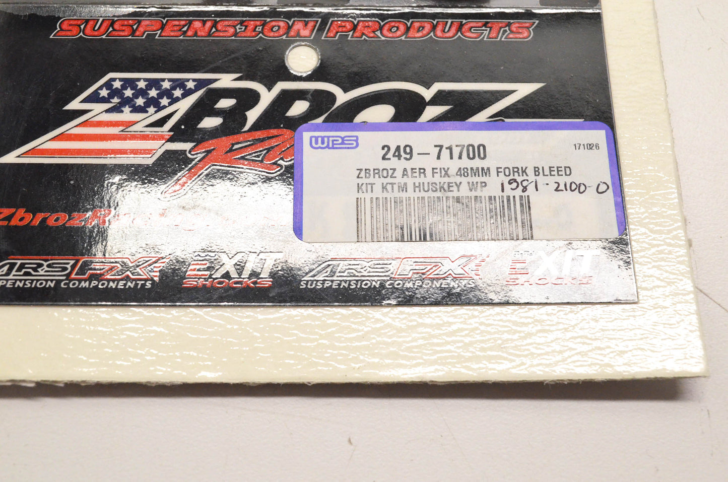 Zbroz Racing 1581-2100-0, 249-71700 48mm Fork Bleed Kit NOS