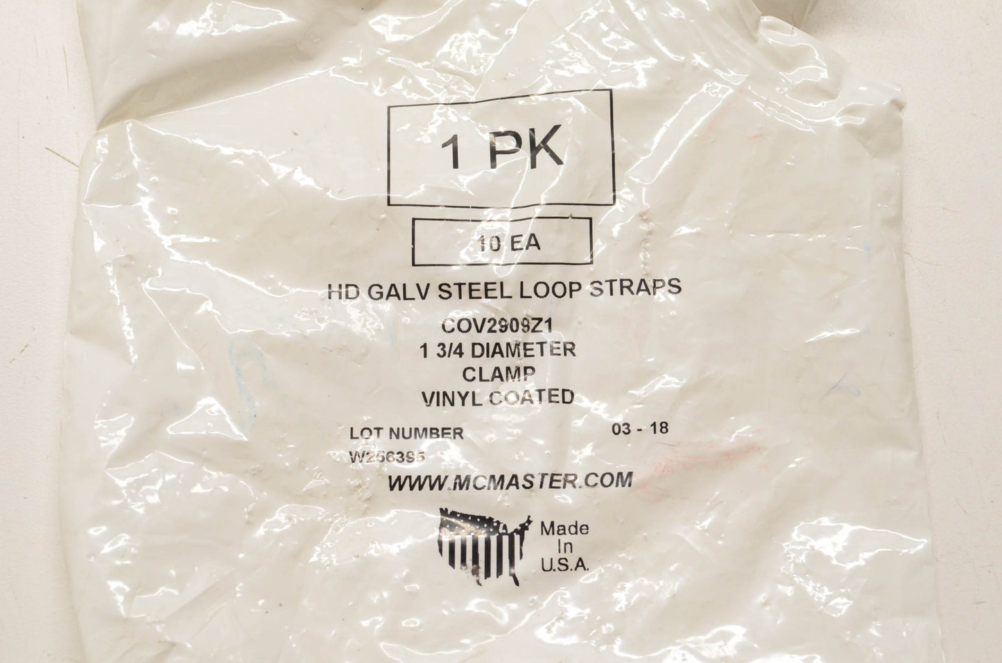 McMaster COV2909Z1 Steel Loop Straps Qty 10 NOS