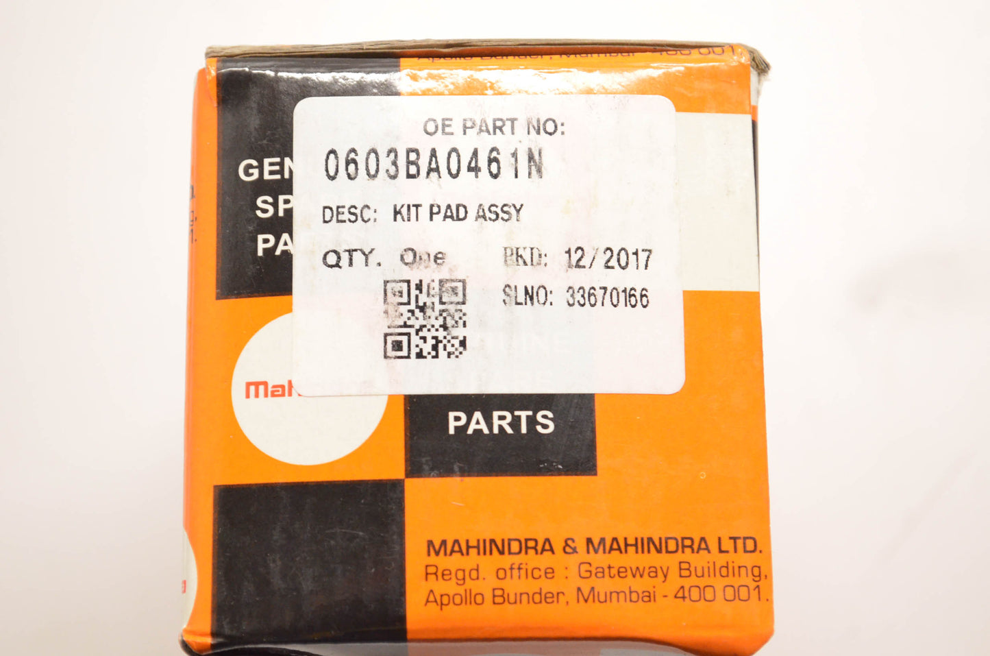 Mahindra 0603BA0461N Front Break Pad Assembly NOS