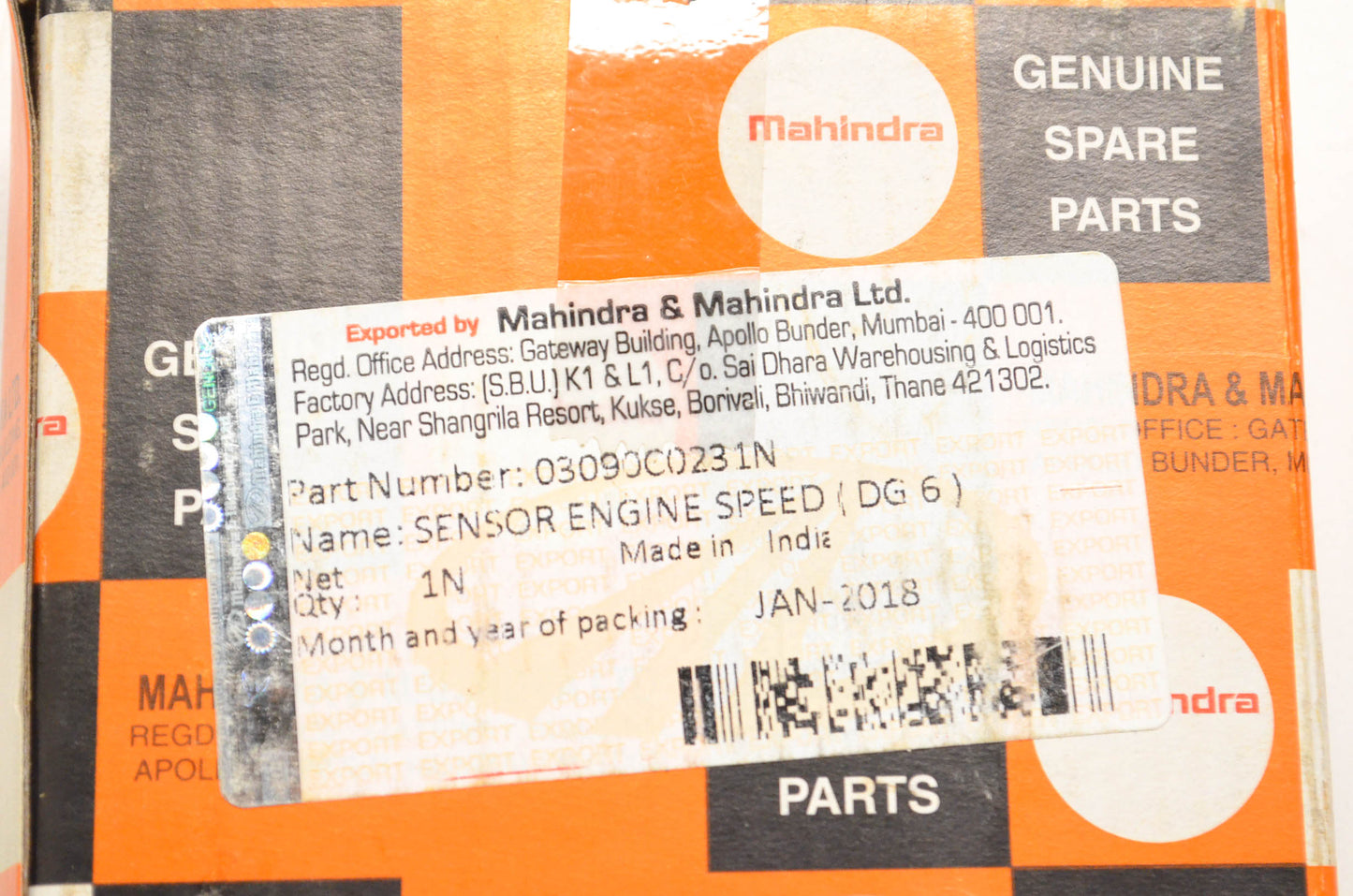 Mahindra 03090C0231N Sensor Engine Speed Crank NOS