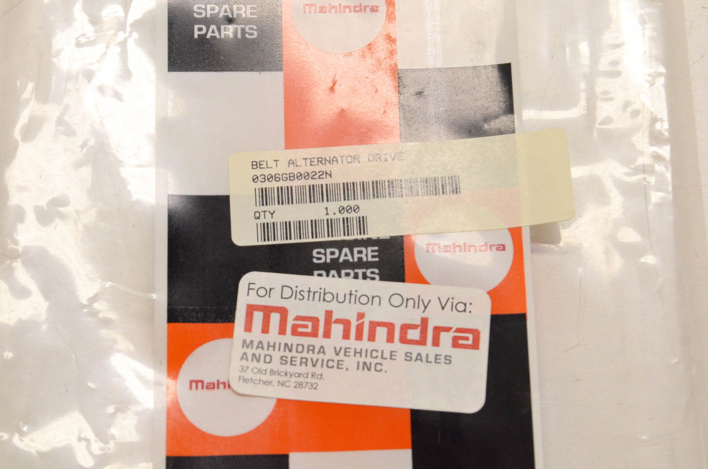 Mahindra 0306GB0022N Alternator Drive Belt NOS