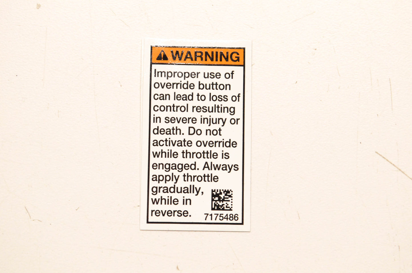 New OEM Polaris 7175486 Override Warning Decal NOS