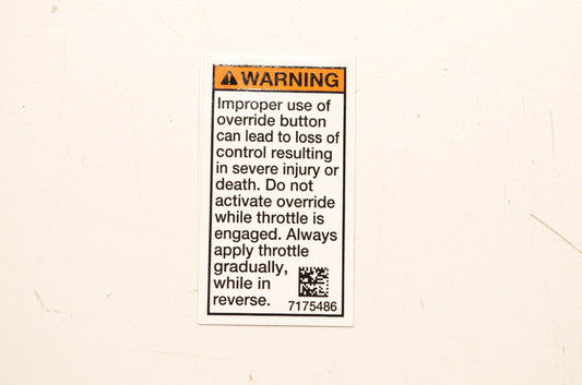 New OEM Polaris 7175486 Override Warning Decal NOS