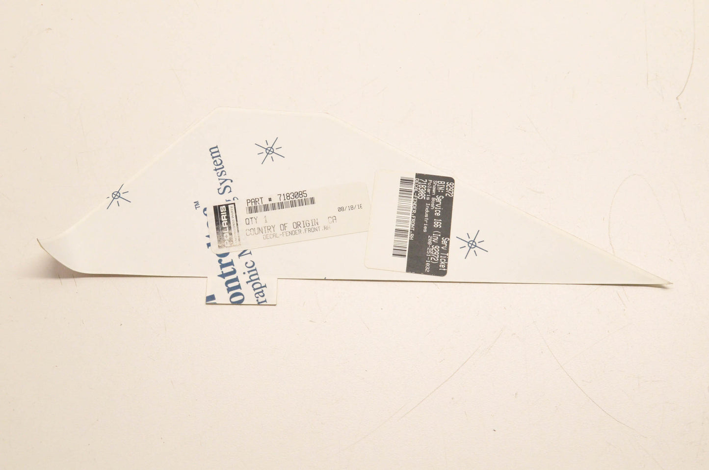 New OEM Polaris 7183085 Right Front Fender Decal NOS