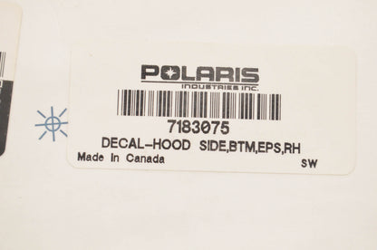 New OEM Polaris 7183075 Right Hood Side Decal NOS