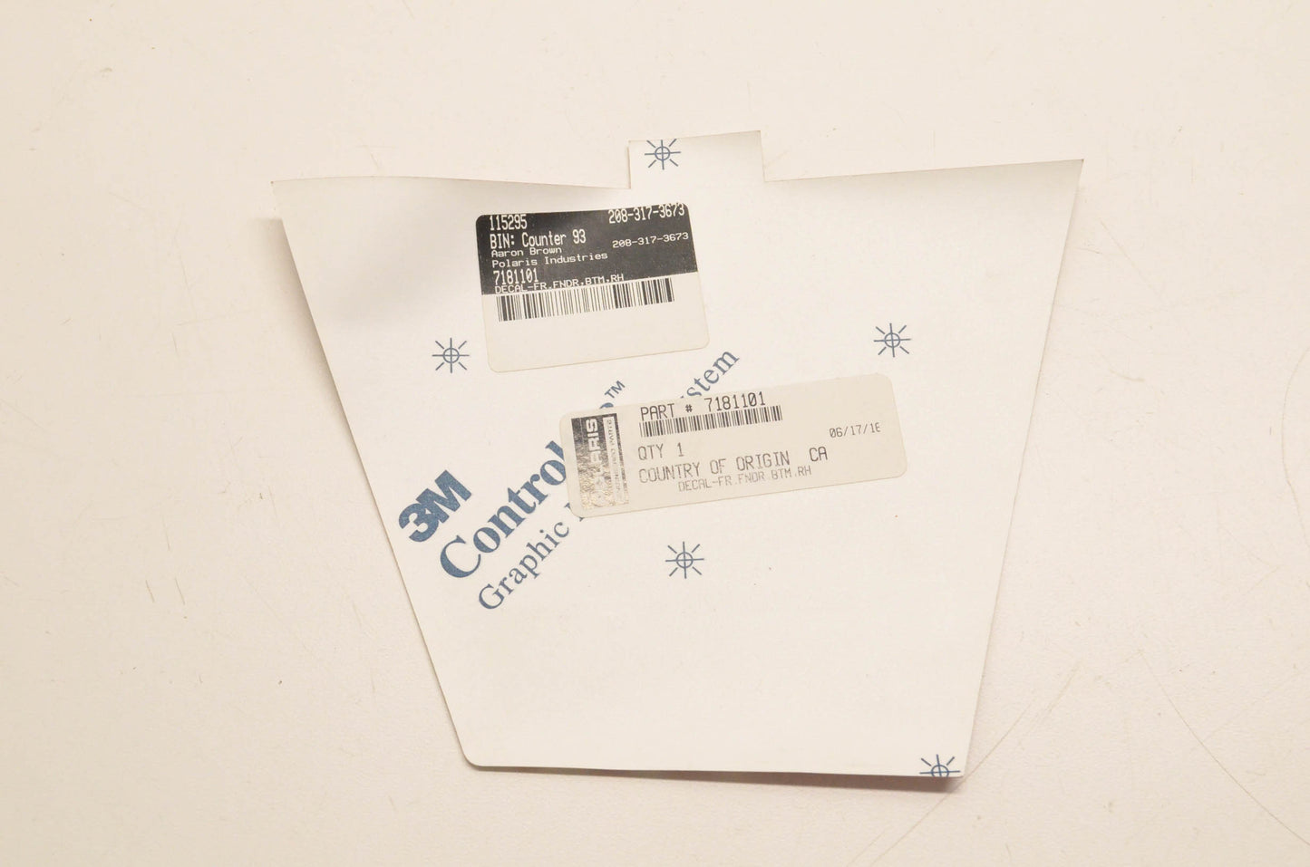 New OEM Polaris 7181101 Right Fender Decal NOS