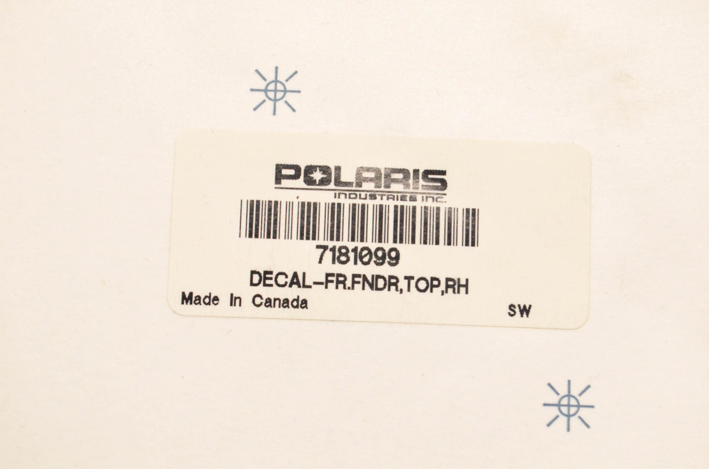 New OEM Polaris 7181099 Top Front Right Fender Decal NOS