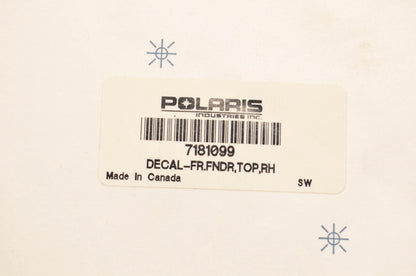New OEM Polaris 7181099 Top Front Right Fender Decal NOS
