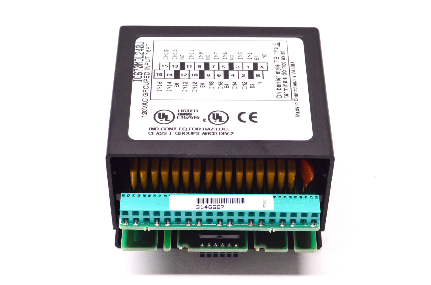 General Electric IC670MDL240J 16-Point Grouped Input Module NOS