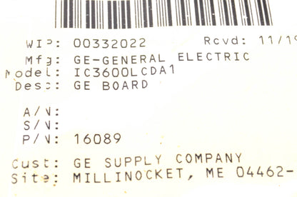 General Electric IC3600LCDA1 Clock Logic Board NOS