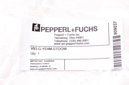 Pepperl+Fuchs V93-G-YE4M-STOOW Cordset Mini 10 Amp 600 Volt 3-Pin Female Cable