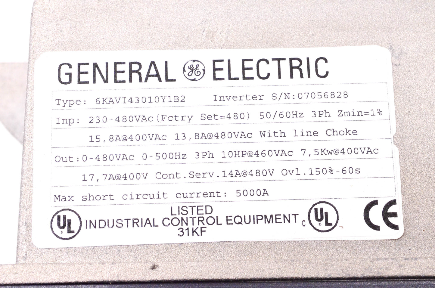 General Electric 6KAVI43010Y1B2 AC Drive NOS