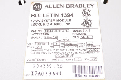 Allen Bradley 1394-SJT10-C-RL Digital Servo Controller NOS