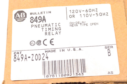 Allen Bradley 849A-Z0D24 Pneumatic Timing Relay NOS