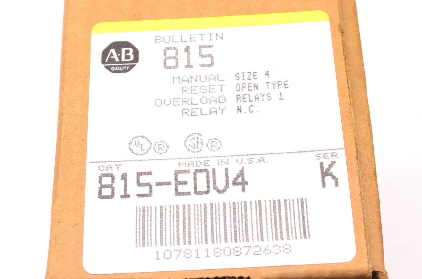 Allen Bradley 815-E0V4 Manual Reset Overload Relay NOS