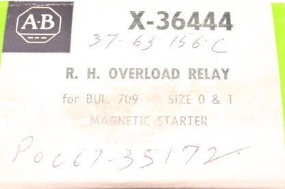 Allen Bradley X-36444, 37-63-156-C R.H. Overload Relay NOS