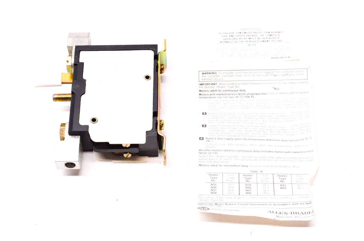 Allen Bradley 815-C0V4 Manual Reset Overload Relay NOS