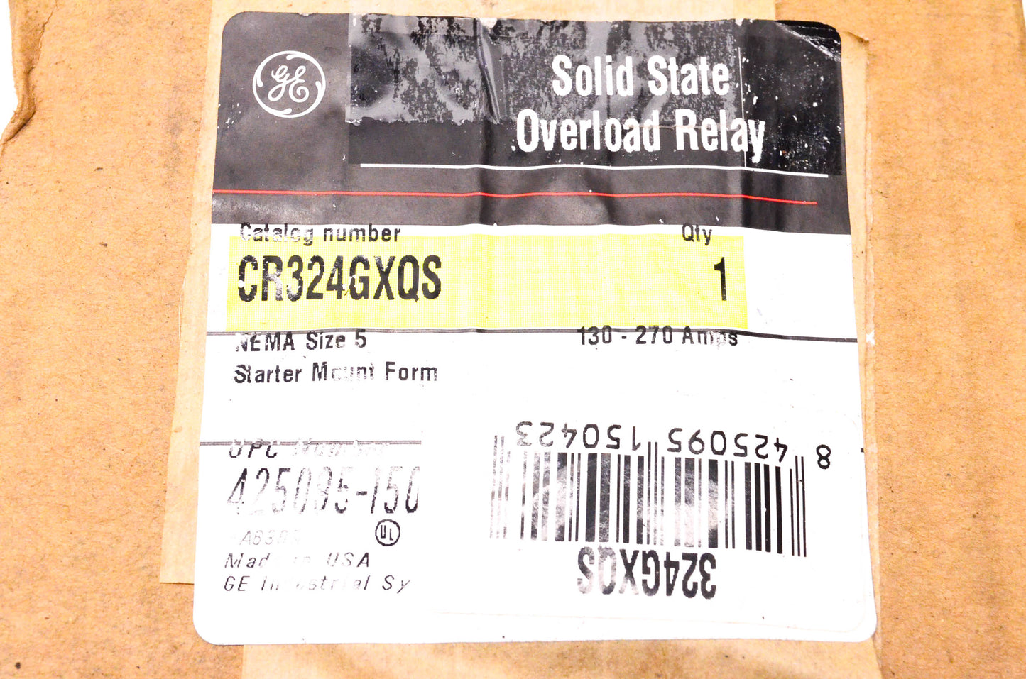 General Electric CR324GXQS Solid State Overload Relay NOS