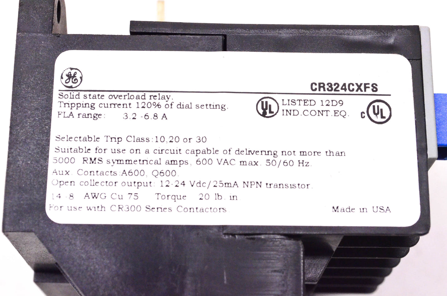 General Electric CR324CXFS Solid State Overload Relay NOS