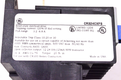 General Electric CR324CXFS Solid State Overload Relay NOS