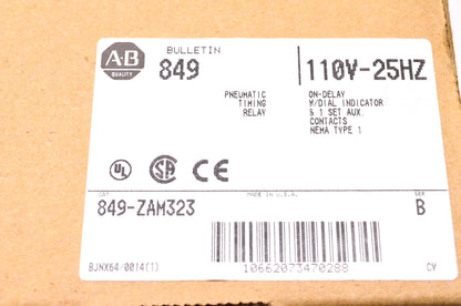 Allen Bradley 849-ZAM323 110V-25Hz Pneumatic Timing Relay NOS