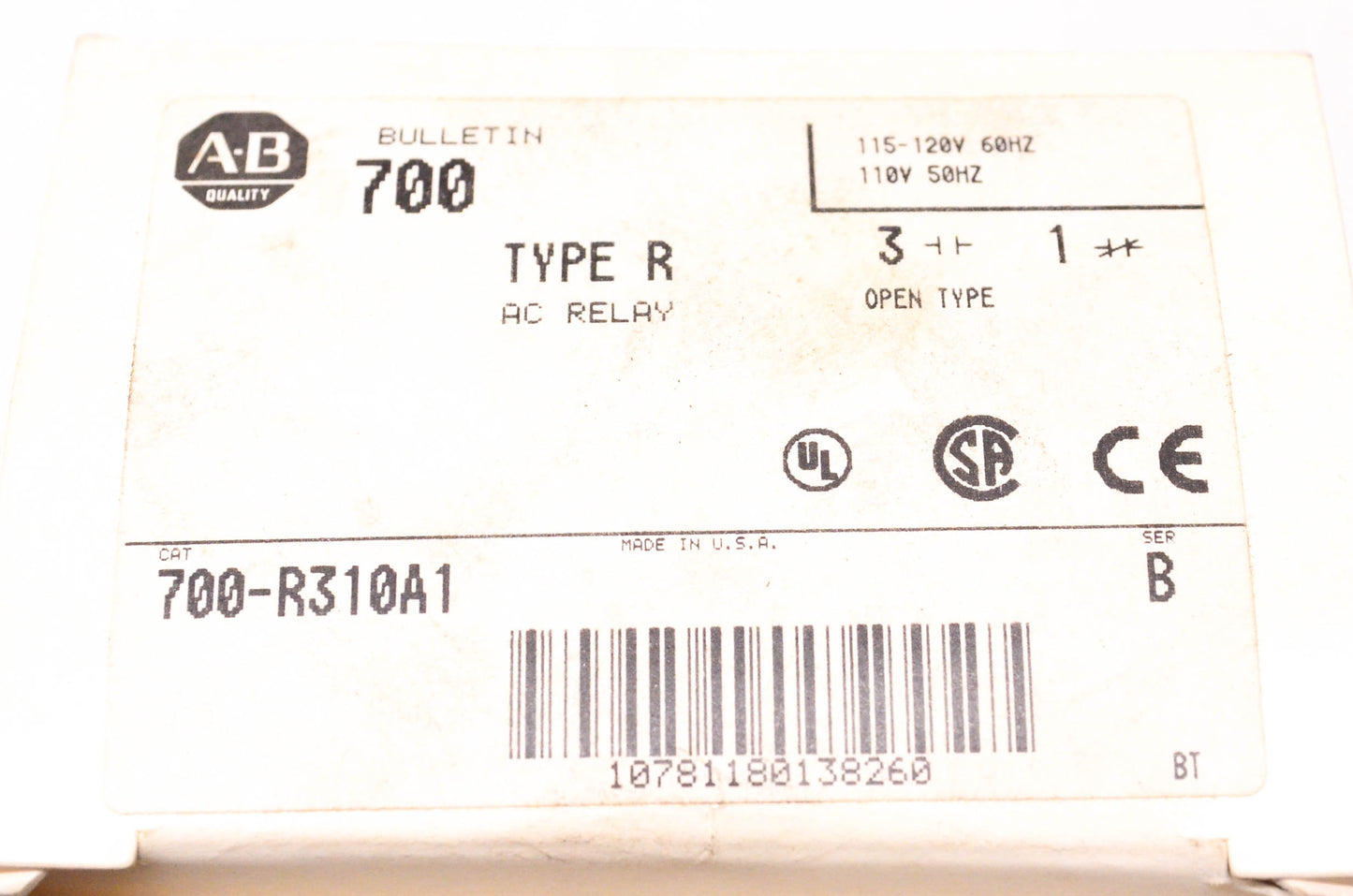 Allen Bradley 700-R310A1 AC Relay Type R NOS