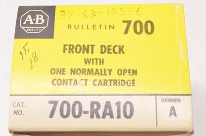 Allen Bradley 700-RA10 Front Deck W/ One Normally Open Contact Cartridge NOS