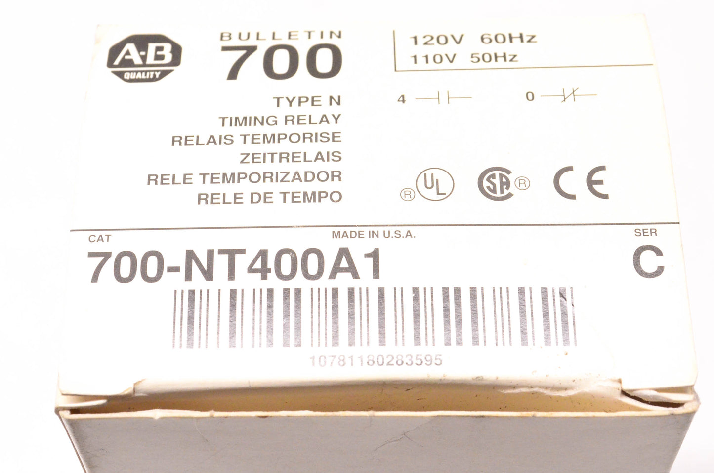 Allen Bradley 700-NT400A1 Type N Timing Relay NOS