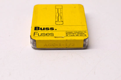 Cooper Bussmann AGC-1-1/2 1 1/2 Amp 250 Volt Glass Tube Fuses Qty 4 NOS