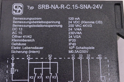 Schmersal SRB-NA-R-C.15-SNA-24V Safety Relay NOS
