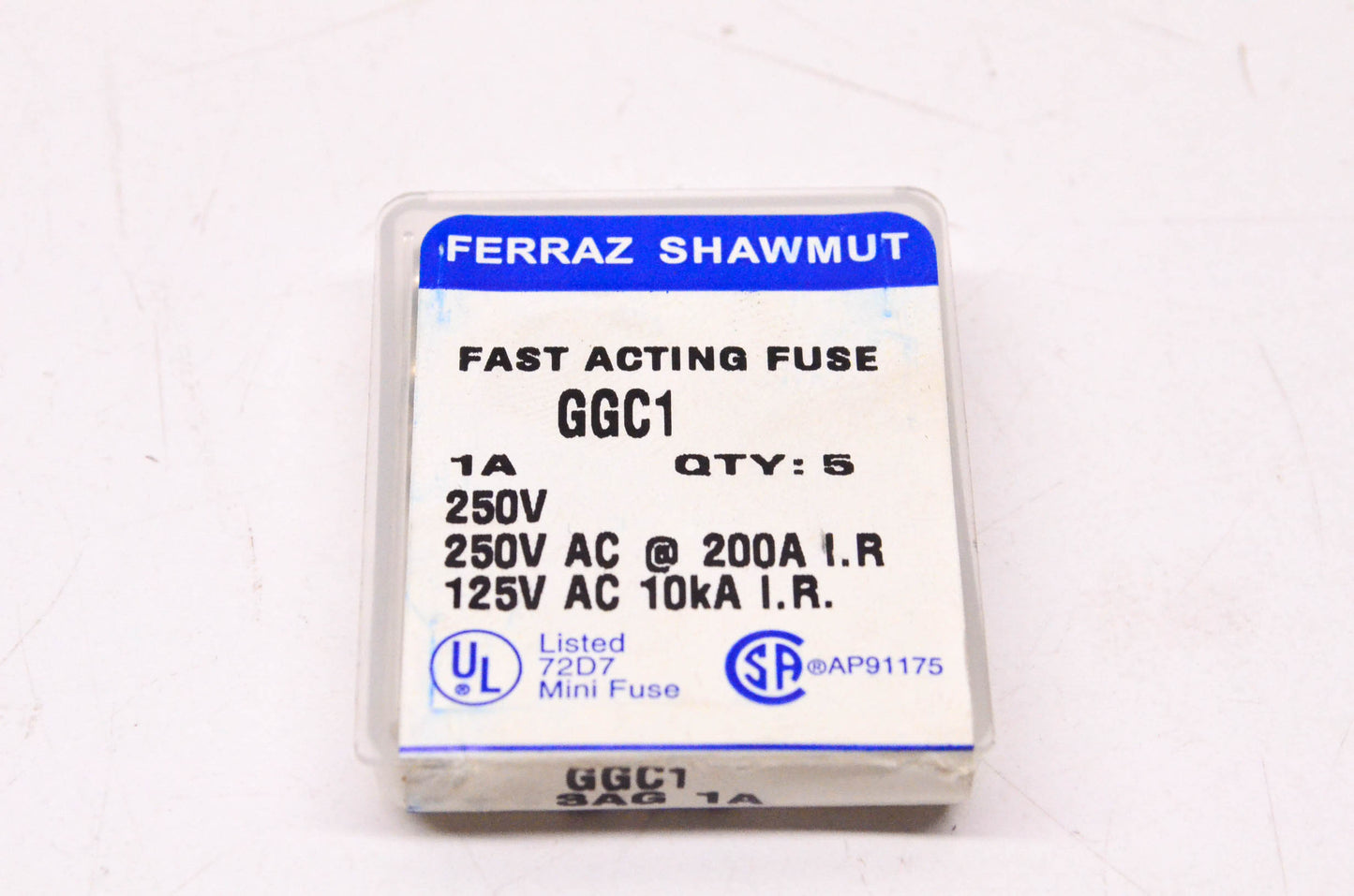 Ferraz Shawmut GGC1 1 Amp 250 Volt Fast Acting Glass Tube Fuses Qty 5 NOS