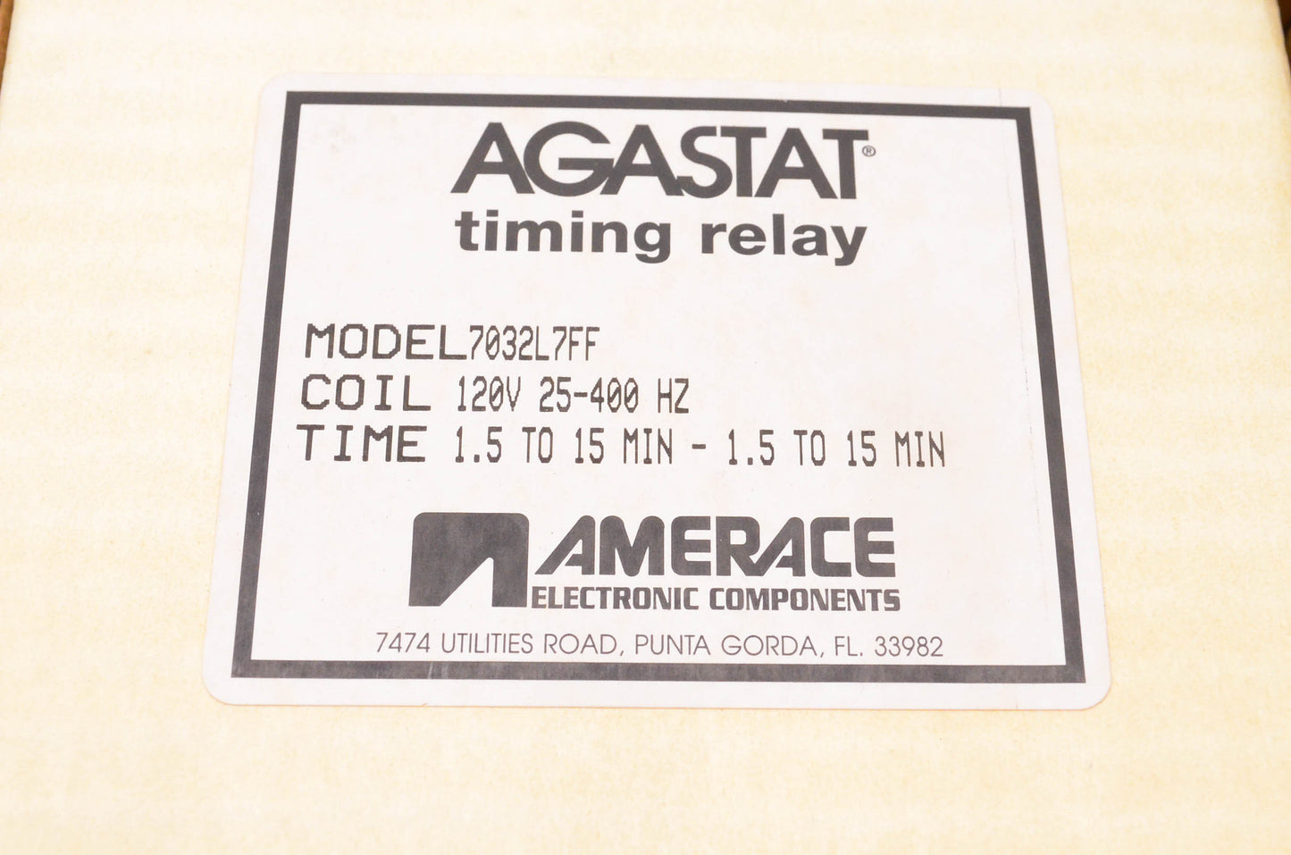 Agastat 7032L7FF Timing Relay NOS